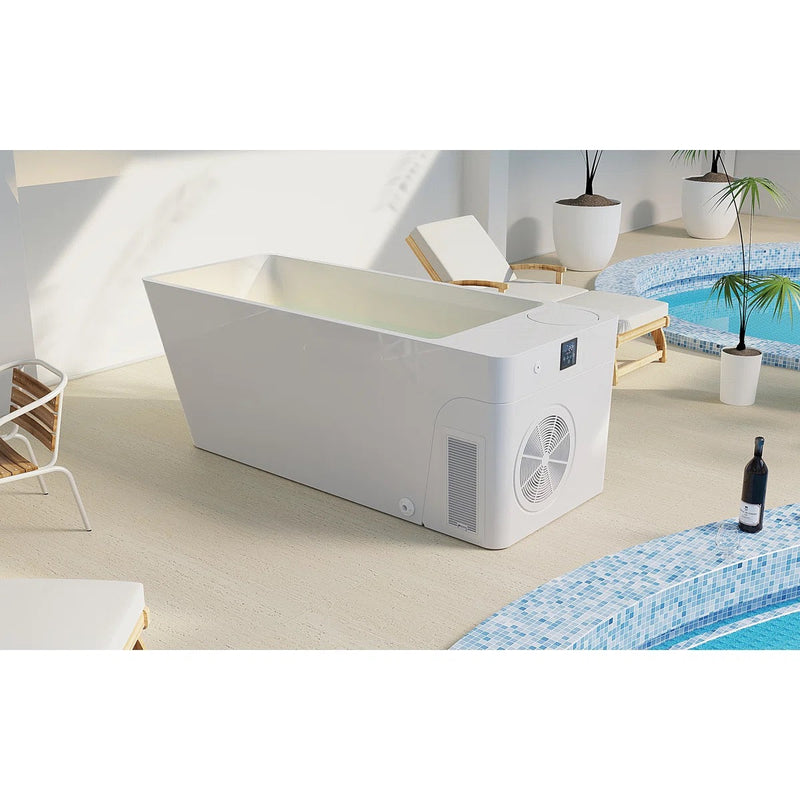 Orivon Frost cold plunge tub, White, poolside